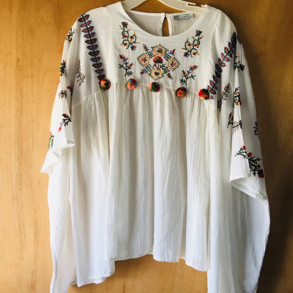 Zara embroidered Pom Pom tunic